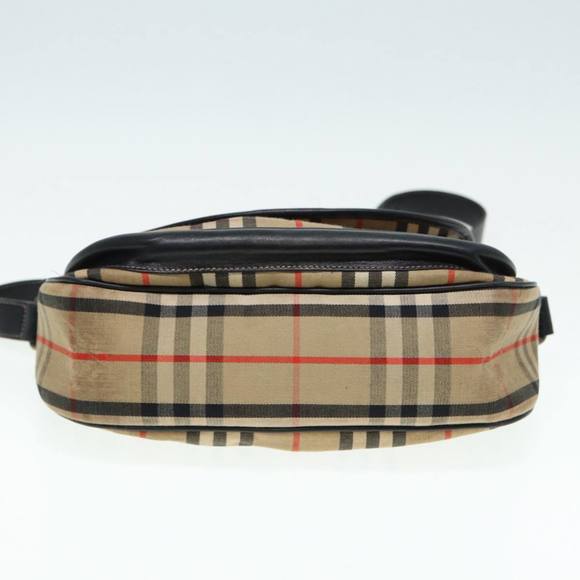 Burberrys Nova Check Shoulder Bag Canvas Beige Black gold Auth 87326 - Picture 9 of 16